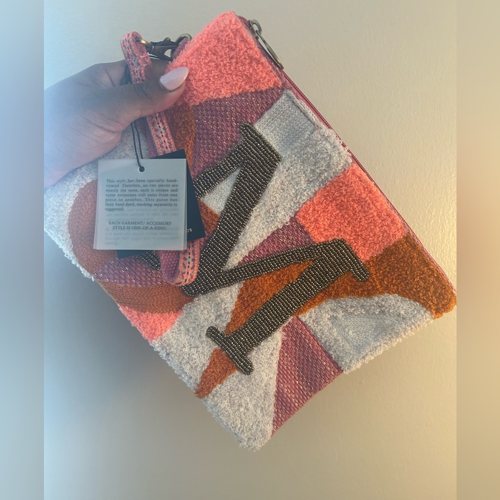 Colorful Textured Clutch with Bold Lettering